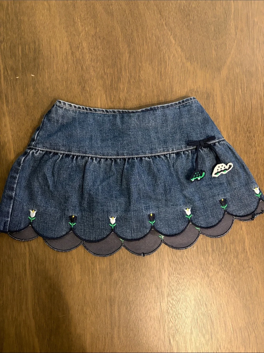 Vintage Gymboree Blue Denim Scalloped Tulips & Two Turtles Size 12-18 Months